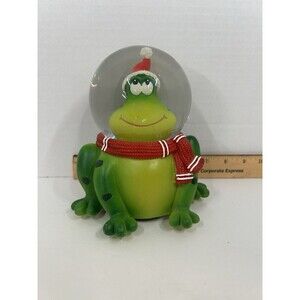 Musical Frog Glitter Snow Globe Animal Statue Figurine - Plays Jingle Bell Rock